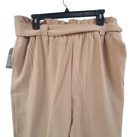 Nine.Eight NWT Women's Pants Paper Bag Waiste Belted Ankle Length Beige Size XL - Picture 7 of 9